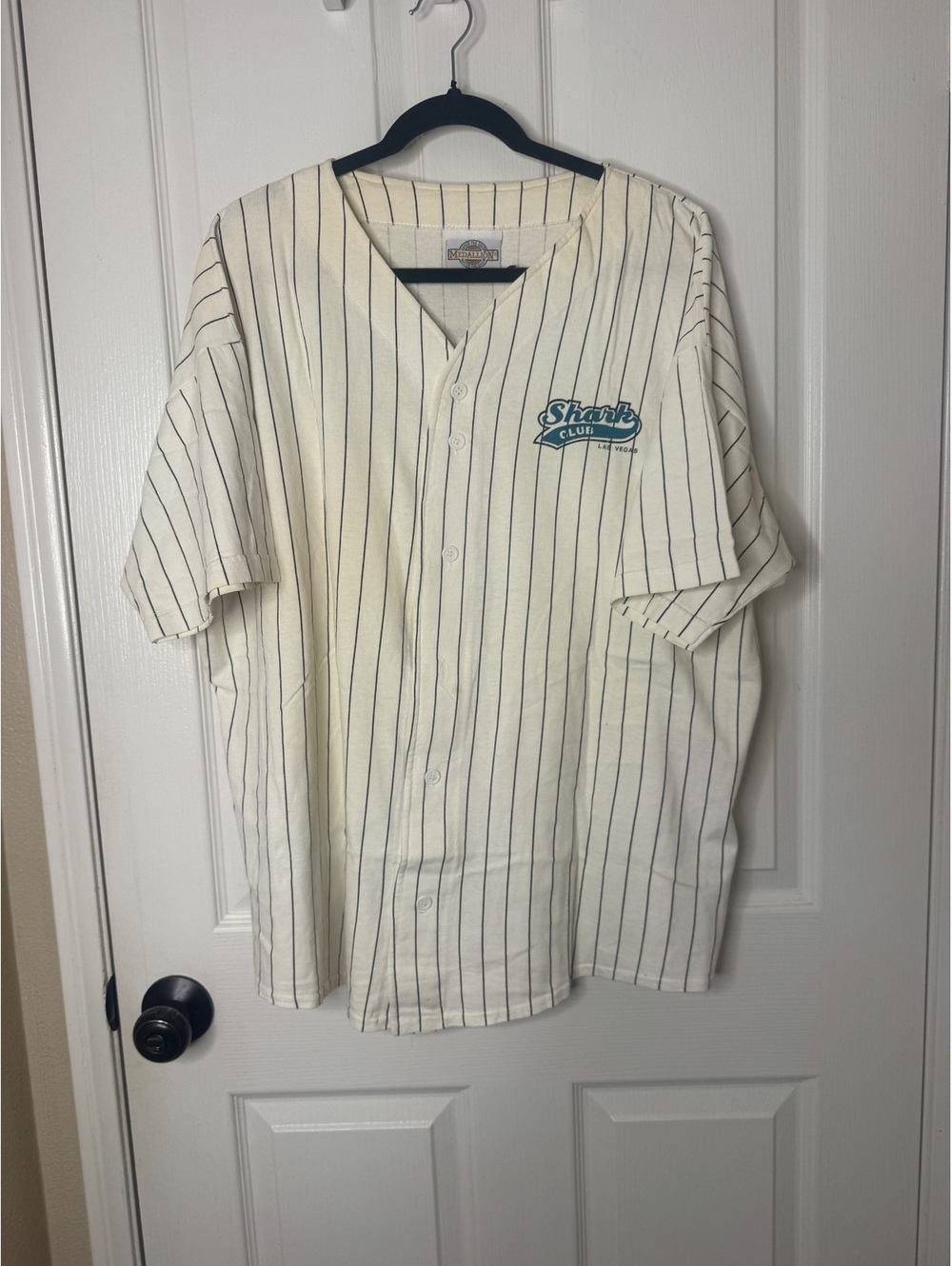 Vintage Shark Club Las Vegas Baseball Jersey Medallion USA Made XXL 90s